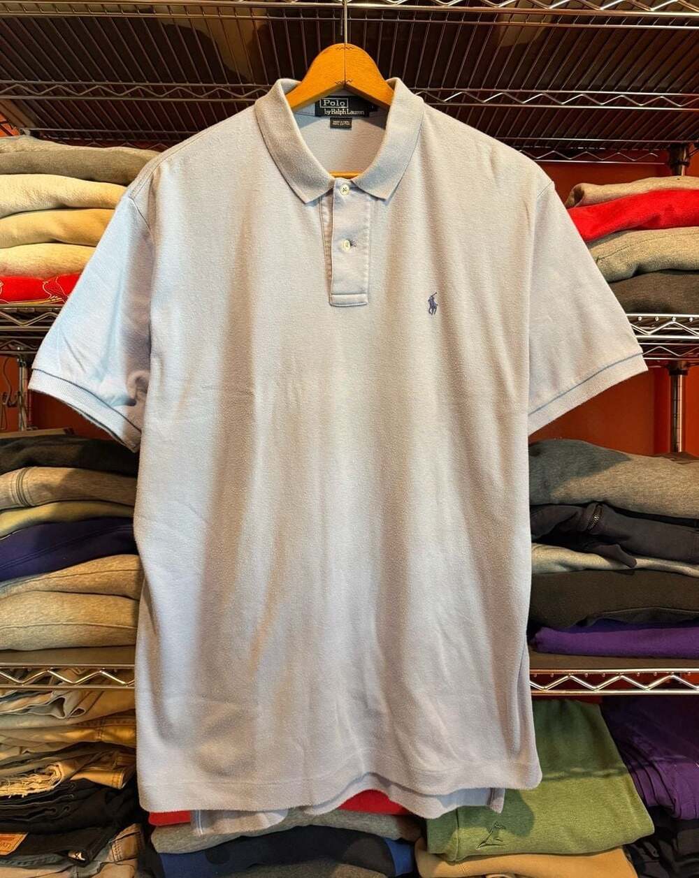 90s Polo By Ralph Lauren Cotton Polo Men’s  Large Light Blue Vintage